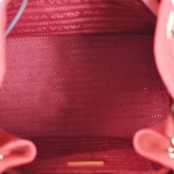 PRADA Logo Plage Wicker 2Way Shoulder Hand Bag Canvas Leather Red Gold 678RH125 - Picture 13 of 15